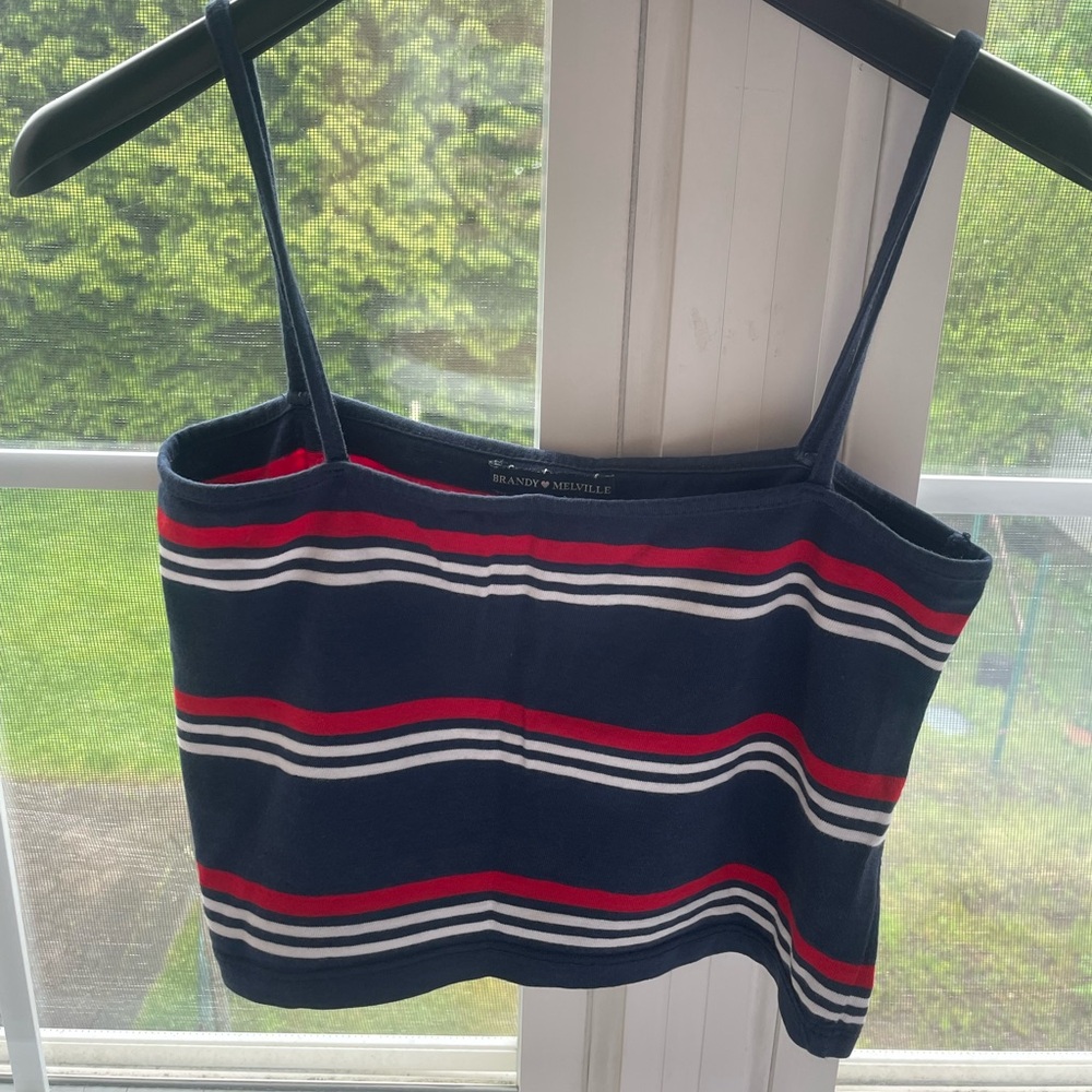 Brandy Melville Rare Red/White/Blue Striped Crop Tank